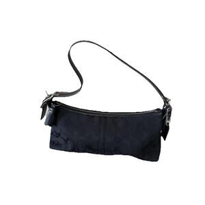 Coach Demi Shoulder Bag Womens Small Signature Canvas Black East West Purse 8K01